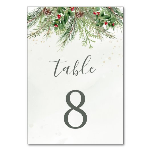 Rustic Winter Berries Pine Cone Greenery Wedding Kaart (Achterkant)