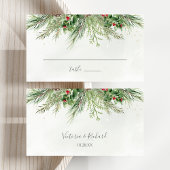 Rustic Winter Berries Pine Cone Greenery Wedding Plaatskaartje