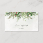 Rustic Winter Berries Pine Cone Greenery Wedding Plaatskaartje (Achterkant)
