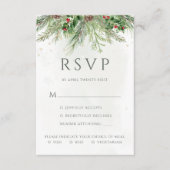 Rustic Winter Berries Pine Cone Greenery Wedding RSVP Kaartje (Voorkant)