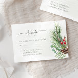 Rustic Winter Berries Pine Cone Greenery Wedding RSVP Kaartje<br><div class="desc">Mooie trouwreactiekaart met handbeschilderde botanische waterverf illustraties van wintergroene,  dennenstreek- en sprottakken,  keien en bessen. Ideale keuze voor wintervakantie of kerstvakantie-bruiloften.</div>