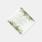 Rustic Winter Berries Pine Cone Greenery Wedding Servet (Hoek)