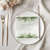 Rustic Winter Berries Pine Cone Greenery Wedding Servet