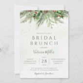 Rustic Winter Berries Pine Greenery Bridal Brunch Kaart (Voorkant)
