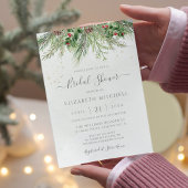 Rustic Winter Berries Pine Greenery Vrijgezellenfe Kaart