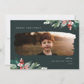 Rustic Winter Berry Greenery Foto Feestdagenkaart (Voorkant)