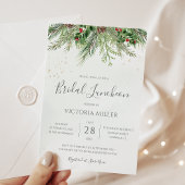 Rustic Winter Berry Pine Greenergy Bridal Luncheon Kaart