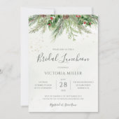 Rustic Winter Berry Pine Greenergy Bridal Luncheon Kaart (Voorkant)