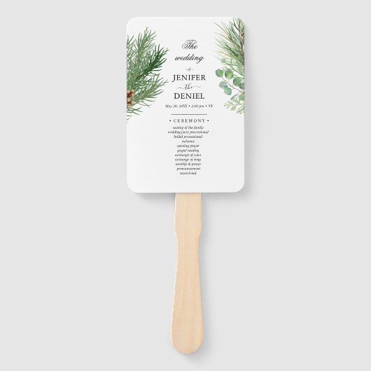 Rustic Winter Berry Pine Greenery Wedding Handwaaier (Voorkant)
