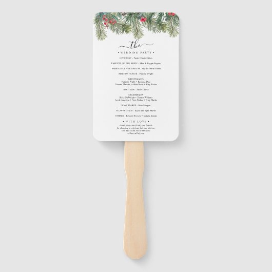 Rustic Winter Berry Pine Greenery Wedding Handwaaier (Achterkant)