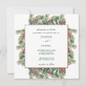 Rustic Winter Berry Pine Greenery Wedding Kaart (Voorkant)