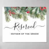 Rustic Winter Berry Pine Greenery Wedding Poster (Voorkant)