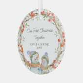 Rustic Winter Berry Wreath en Cute Snowmen Glas Ornament (Voorkant links)