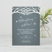 Rustic Winter Birch Elopement Invite Kaart (Staand voorkant)