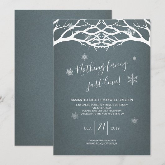 Rustic Winter Birch Elopement Invite Kaart (Voorkant / Achterkant)