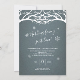 Rustic Winter Birch Elopement Invite Kaart