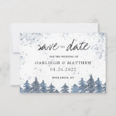 Rustic Winter Bleek Blue Forest Save the Date (Voorkant)