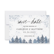 Rustic Winter Bleek Blue Forest Save the Date