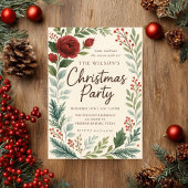 Rustic Winter Blooms Christmas Invitation Kaart