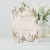 Rustic Winter Boho RSVP Card with Pine Branches Bedankkaart (Staand voorkant)
