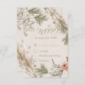 Rustic Winter Boho RSVP Card with Pine Branches Bedankkaart (Voorkant / Achterkant)