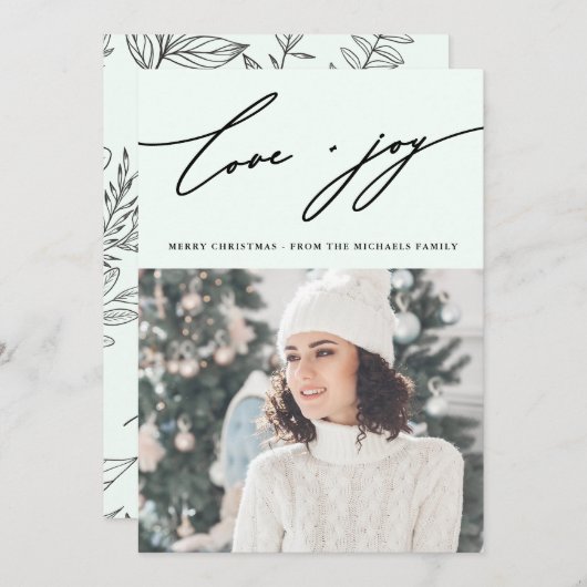 Rustic Winter Botanical met foto Holiday Green Kaart (Voorkant / Achterkant)