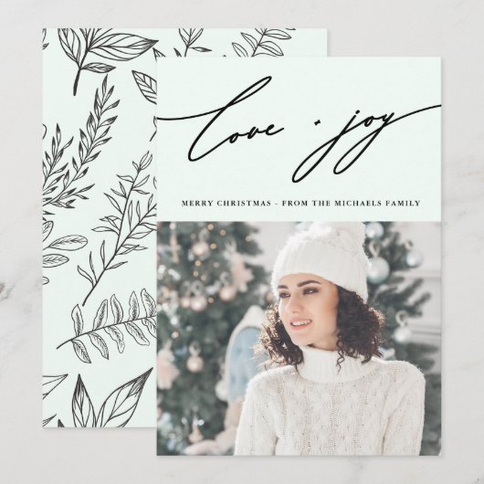 Rustic Winter Botanical met foto Holiday Green Kaart (Voorkant / Achterkant)