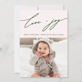 Rustic Winter Botanical met Photo Holiday Blush Kaart