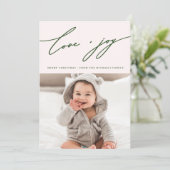 Rustic Winter Botanical met Photo Holiday Blush Kaart (Staand voorkant)