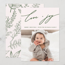 Rustic Winter Botanical met Photo Holiday Blush Kaart
