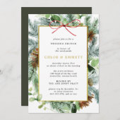 Rustic Winter Botanical Pine Wedding Brunch Kaart (Voorkant / Achterkant)