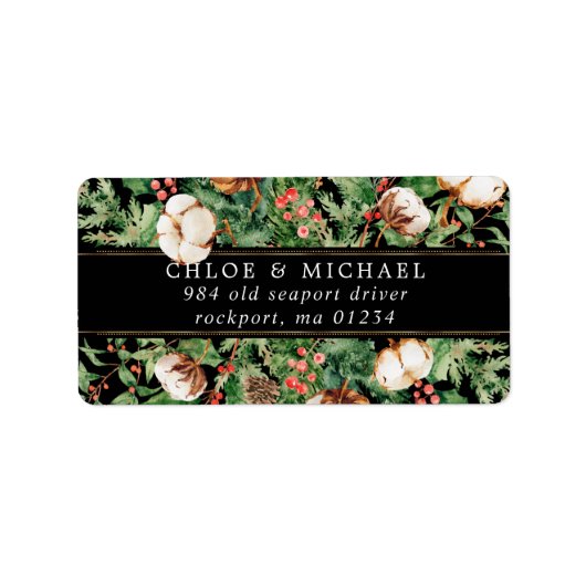 Rustic Winter Botanical Wedding Mailing Label (Voorkant)