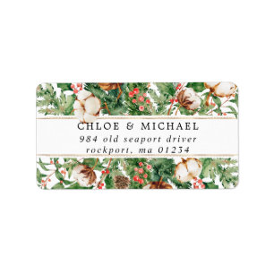 Rustic Winter Botanical Wedding Mailing Label
