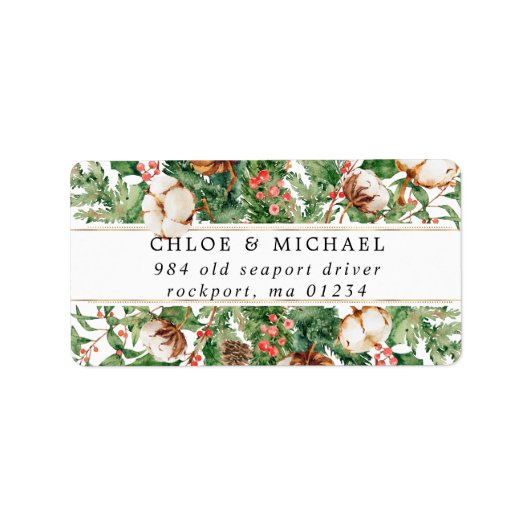 Rustic Winter Botanical Wedding Mailing Label (Voorkant)