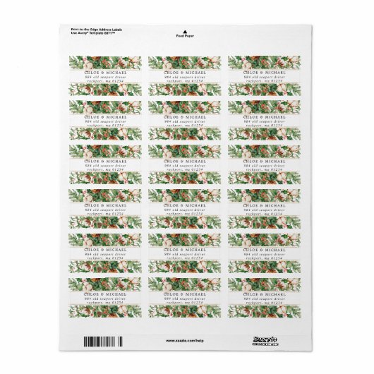 Rustic Winter Botanical Wedding Mailing Label (Full Sheet)