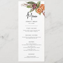 Rustic Winter Botanical Wedding Menu