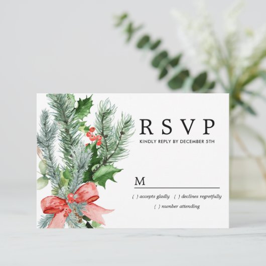 Rustic Winter Botanical Wedding RSVP (Staand voorkant)
