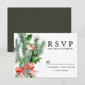 Rustic Winter Botanical Wedding RSVP (Voorkant / Achterkant)
