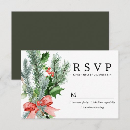 Rustic Winter Botanical Wedding RSVP (Voorkant / Achterkant)