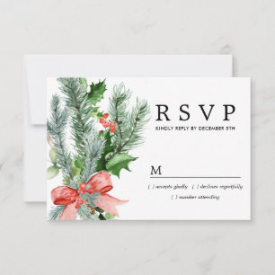 Rustic Winter Botanical Wedding RSVP Kaartje