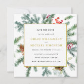 Rustic Winter Botanical Wedding Save The Date (Voorkant)