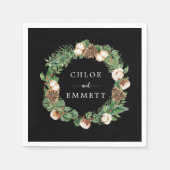 Rustic Winter Botanical Wreath Custom Wedding Napk Servet (Voorkant)