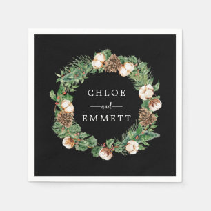 Rustic Winter Botanical Wreath Custom Wedding Napk Servet