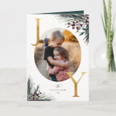 Rustic Winter Boughs Golden Joy 5 Foto Feestdagen Kaart (Voorkant)