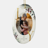 Rustic Winter Boughs Golden Joy Foto Keramisch Ornament (Rechts)