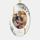 Rustic Winter Boughs Golden Joy Foto Keramisch Ornament (Links)
