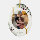 Rustic Winter Boughs Golden Joy Foto Keramisch Ornament (Voorkant)