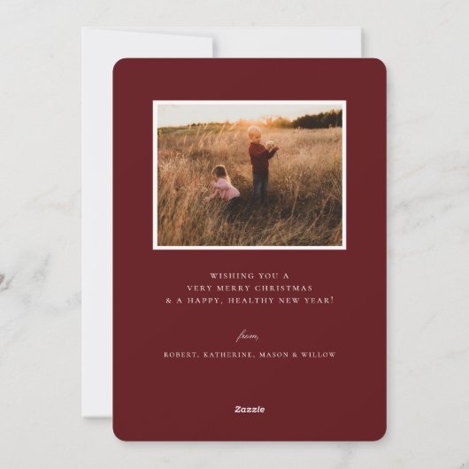 Rustic Winter Boughs Golden Joy Photo Holiday Card Feestdagenkaart (Achterkant)