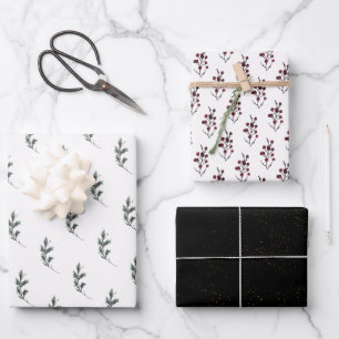 Rustic Winter Boughs Holiday Inpakpapier Vel