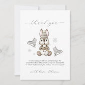 Rustic Winter Bunny Ice Skate Baby Shower Bedankkaart (Voorkant)